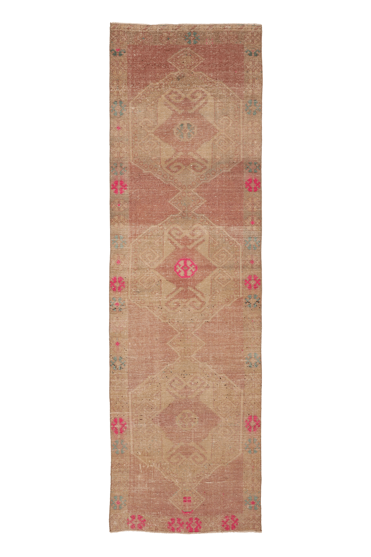 Vintage Malatya Turkish Runner Rug 3x11 ft — Beige & Beige Geometric