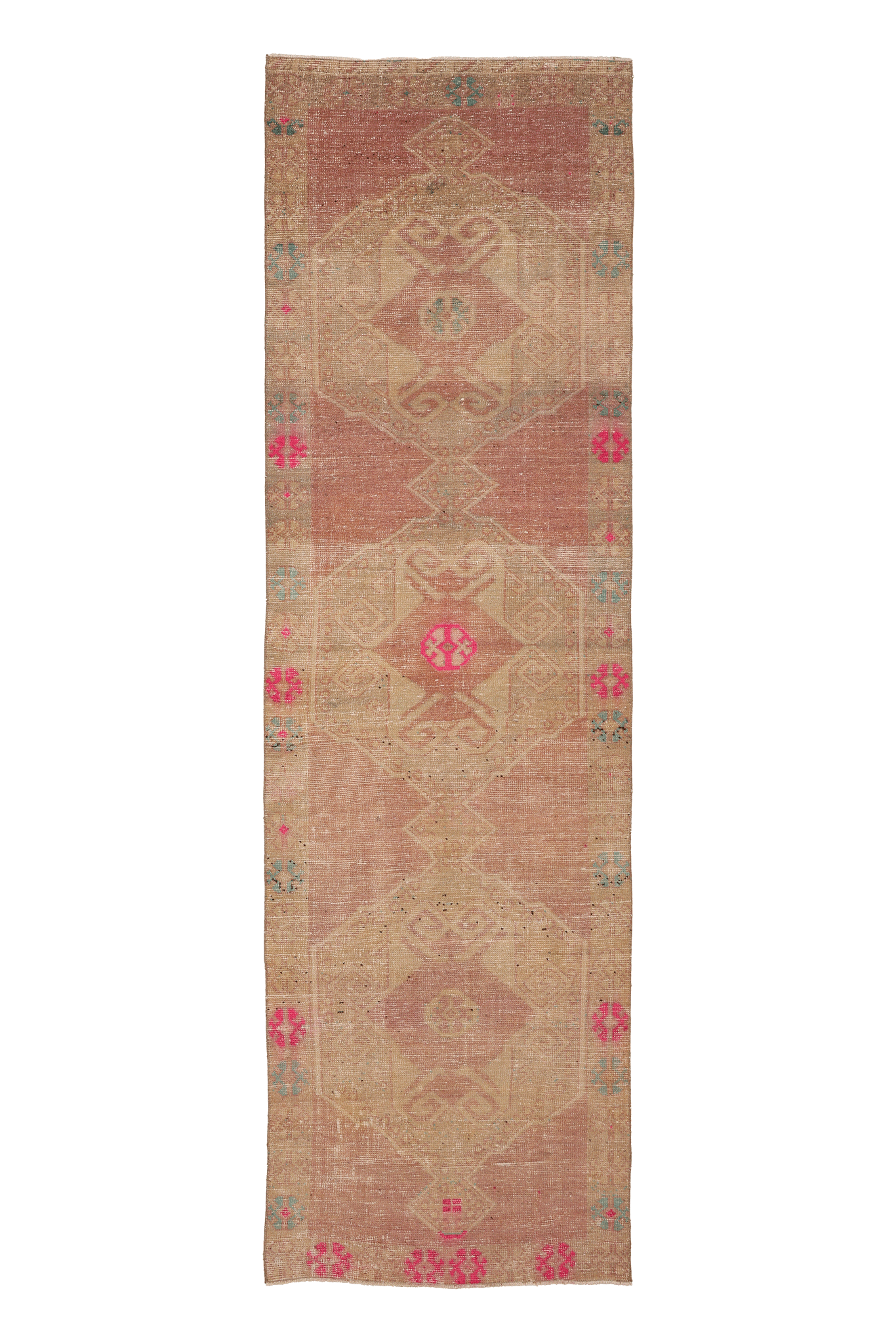 Vintage Malatya Turkish Runner Rug 3x11 ft — Beige & Beige Geometric