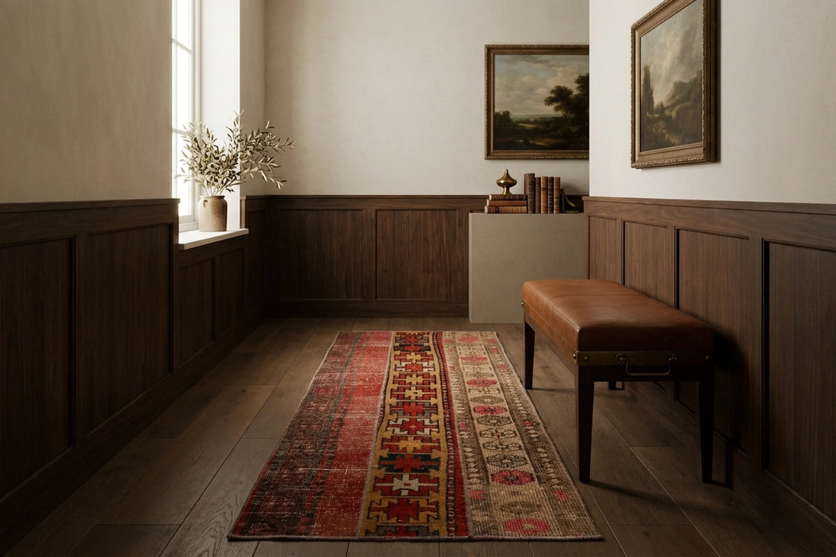 Patchwork Runner Rug in a styled room