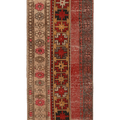 Vintage Malatya Turkish Runner Rug 2x5 ft — Red & Beige Geometric