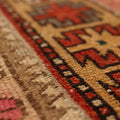 Vintage Malatya Turkish Runner Rug 2x5 ft — Red & Beige Geometric