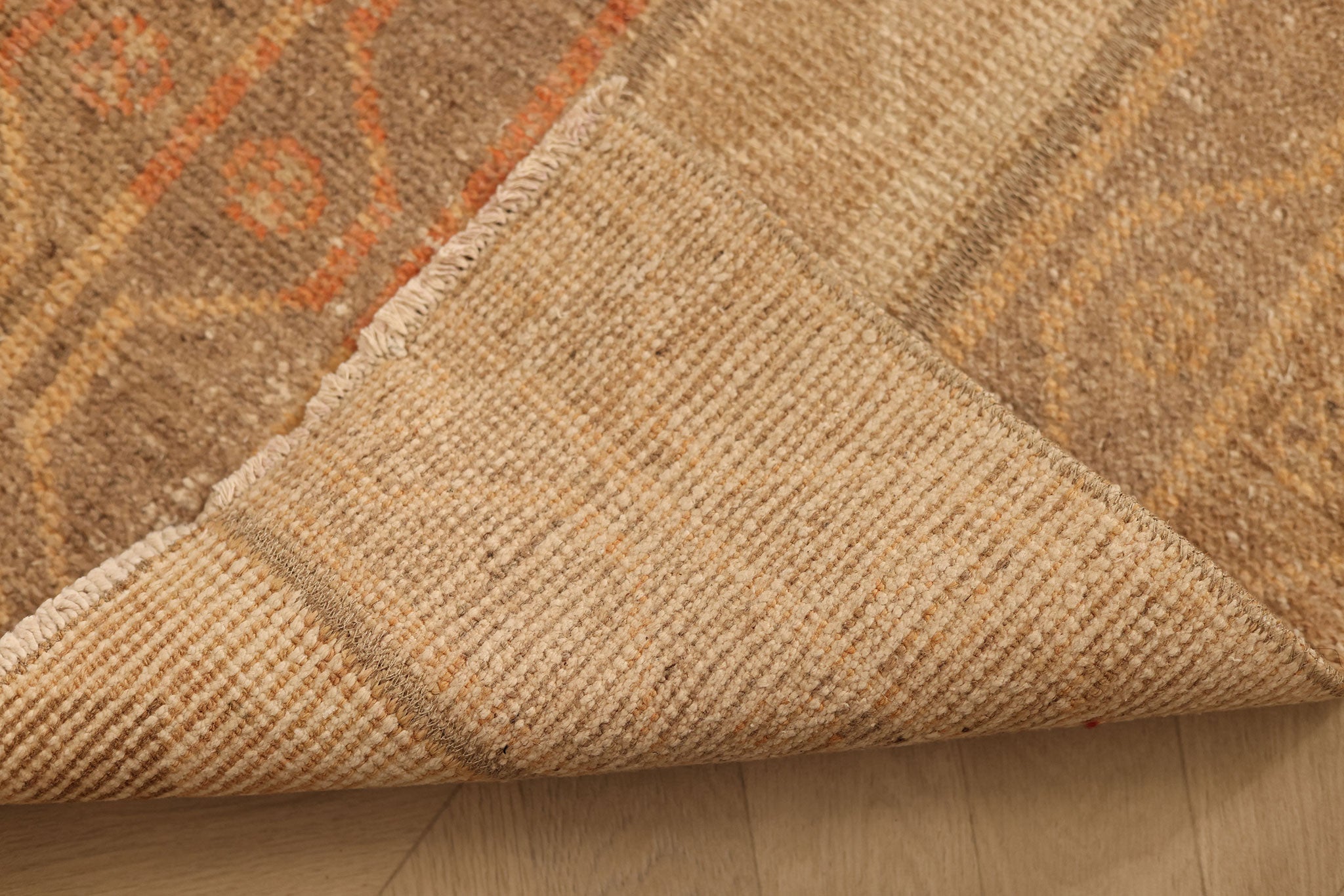 Vintage Malatya Turkish Runner Rug 1x9 ft — Beige & Brown Patchwork
