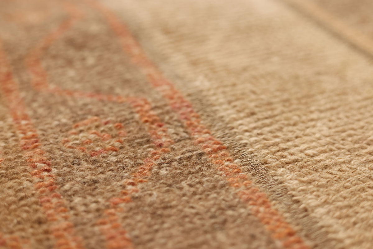 Vintage Malatya Turkish Runner Rug 1x9 ft — Beige & Brown Patchwork