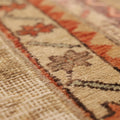 Vintage Turkish Doormat 2x3 ft — Beige & Orange Patchwork