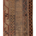 Vintage Turkish Doormat 2x3 ft — Beige & Brown Geometric