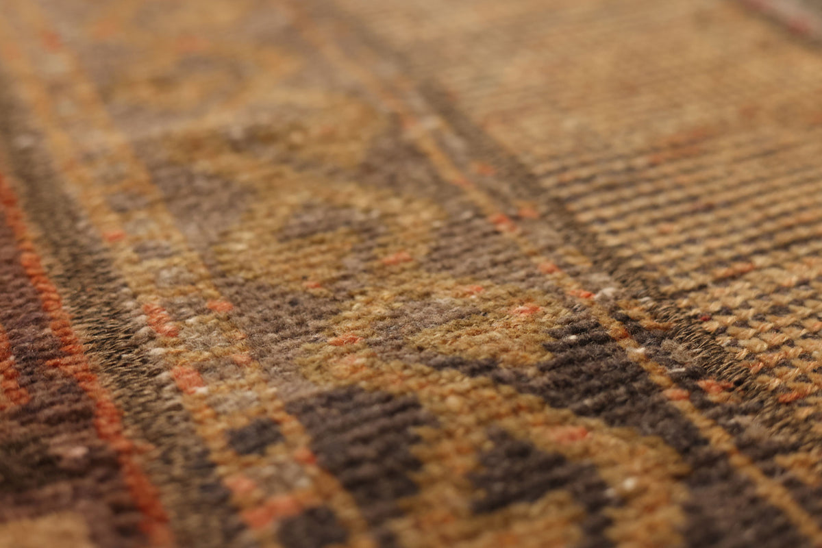 Vintage Turkish Doormat 2x3 ft — Beige & Brown Geometric