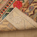 Vintage Turkish Doormat 1x3 ft — Beige & Red Patchwork