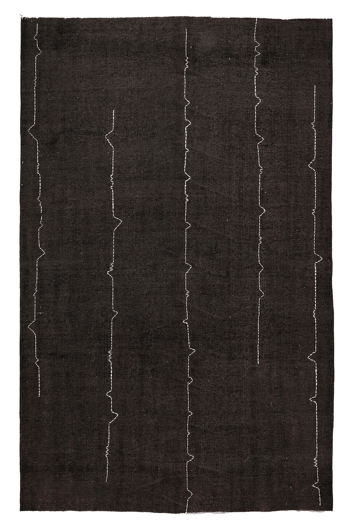 Vintage Manisa Turkish Area Rug 5x8 ft — Brown Stripped