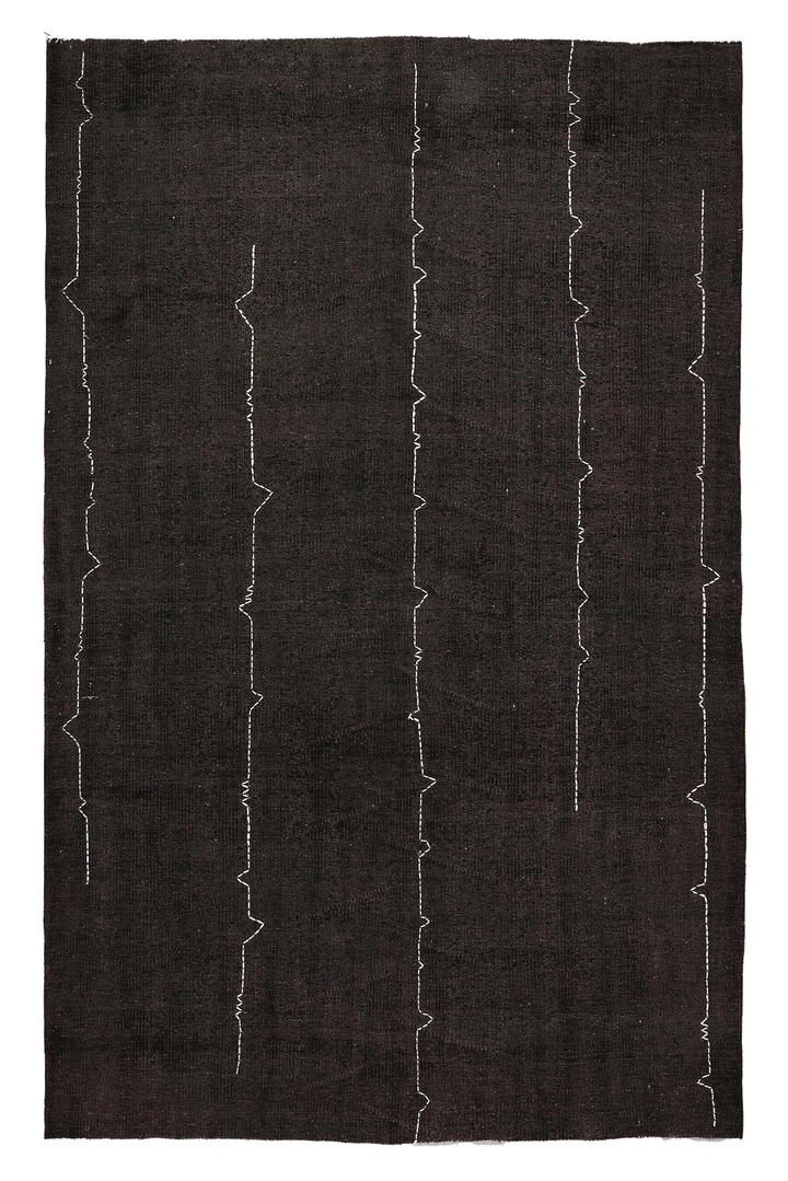 Vintage Manisa Turkish Area Rug 5x8 ft — Brown Stripped