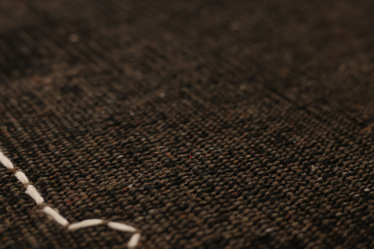 Vintage Manisa Turkish Area Rug 5x8 ft — Brown Stripped