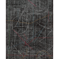 Vintage Isparta Turkish Area Rug 4x8 ft — Gray Geometric