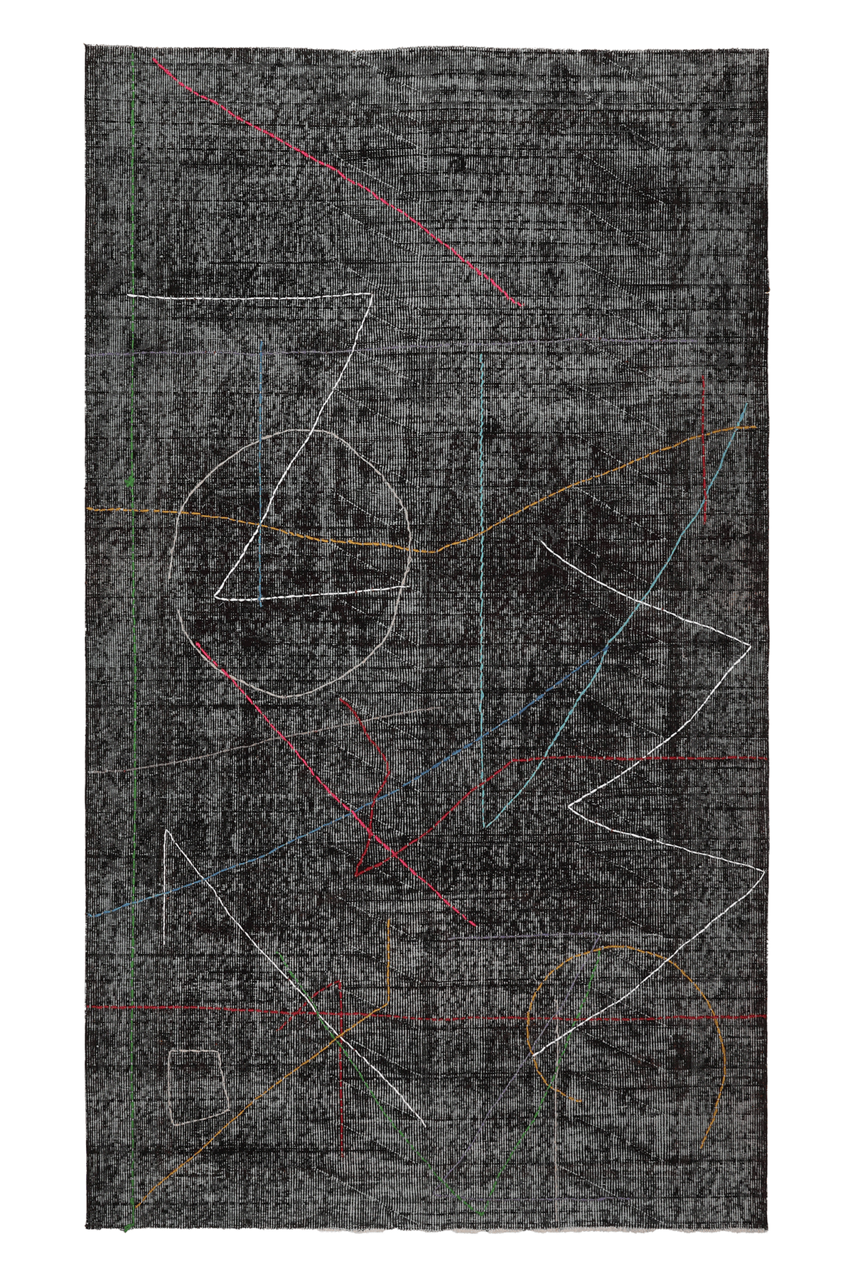 Vintage Isparta Turkish Area Rug 4x8 ft — Gray Geometric