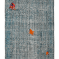 Vintage Isparta Turkish Area Rug 5x8 ft — Blue & Orange Overdyed