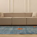 Vintage Isparta Turkish Area Rug 5x8 ft — Blue & Orange Overdyed