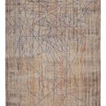 Vintage Manisa Turkish Area Rug 6x8 ft — Beige & Blue Geometric