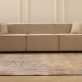 Vintage Manisa Turkish Area Rug 6x8 ft — Beige & Blue Geometric