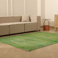 Vintage Manisa Turkish Area Rug 5x8 ft — Green Overdyed