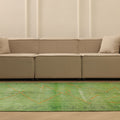 Vintage Manisa Turkish Area Rug 5x8 ft — Green Overdyed