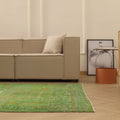 Vintage Manisa Turkish Area Rug 5x8 ft — Green Overdyed