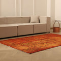 Vintage Manisa Turkish Area Rug 5x8 ft — Orange & Red Overdyed