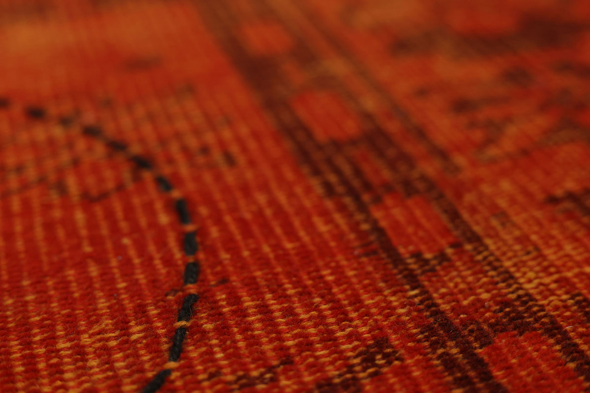 Vintage Manisa Turkish Area Rug 5x8 ft — Orange & Red Overdyed