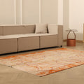 Vintage Manisa Turkish Area Rug 5x8 ft — Orange & Beige Distressed