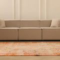 Vintage Manisa Turkish Area Rug 5x8 ft — Orange & Beige Distressed