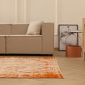 Vintage Manisa Turkish Area Rug 5x8 ft — Orange & Beige Distressed