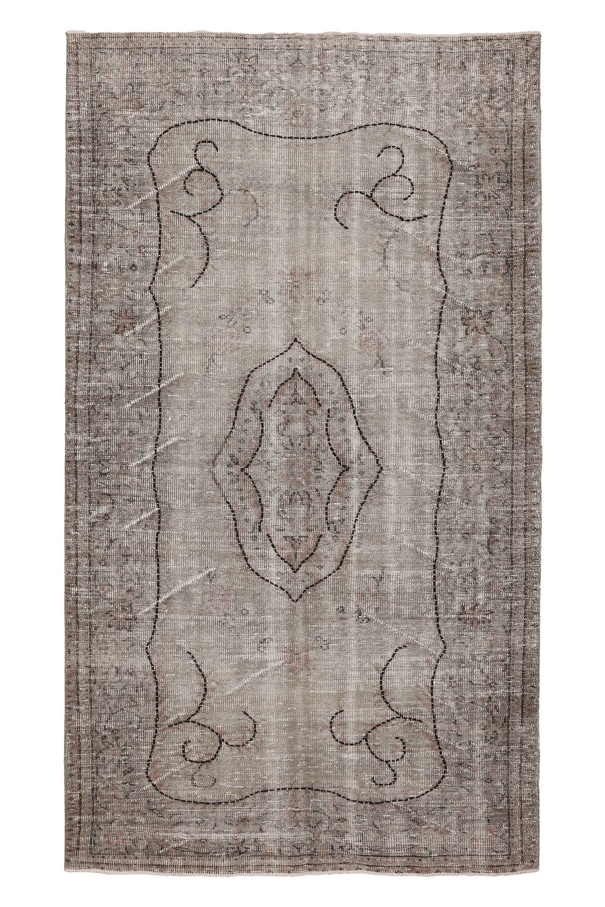Vintage Manisa Turkish Area Rug 4x8 ft — Beige & Gray minimalist