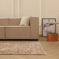 Vintage Manisa Turkish Area Rug 5x8 ft — Beige & Brown Distressed