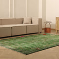 Vintage Isparta Turkish Area Rug 6x9 ft — Green & Gray minimalist