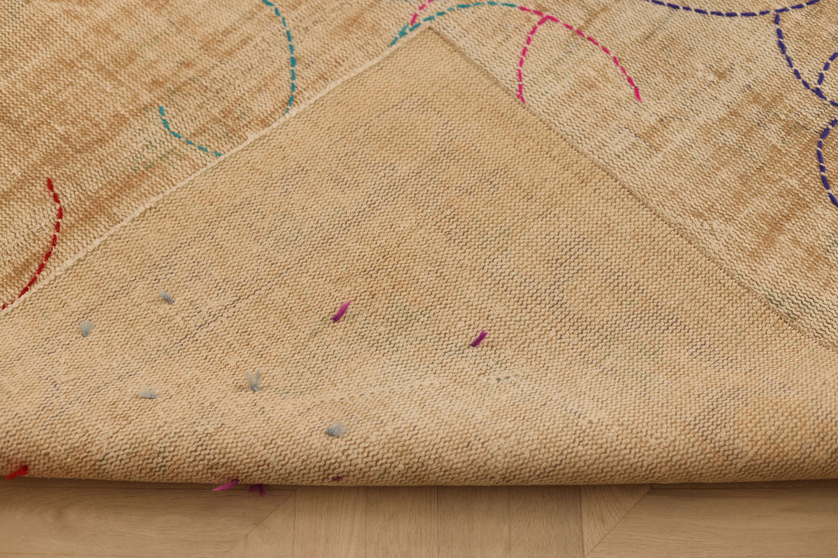 Vintage Manisa Turkish Area Rug 6x10 ft — Beige Floral