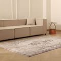 Vintage Manisa Turkish Area Rug 5x8 ft — Gray & Beige Floral