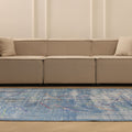 Vintage Manisa Turkish Area Rug 5x8 ft — Blue & Gray Geometric