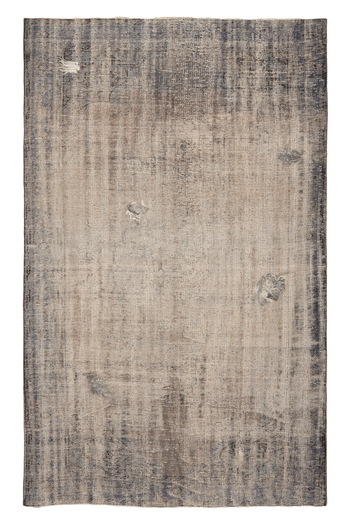 Vintage Manisa Turkish Area Rug 5x8 ft — Beige & Gray Distressed (No. 38277)