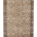 Vintage Isparta Turkish Area Rug 5x8 ft — Beige & Green Floral