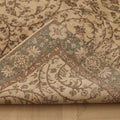 Vintage Isparta Turkish Area Rug 5x8 ft — Beige & Green Floral