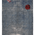 Vintage Isparta Turkish Area Rug 6x9 ft — Blue & Gray Distressed (No. 38286)