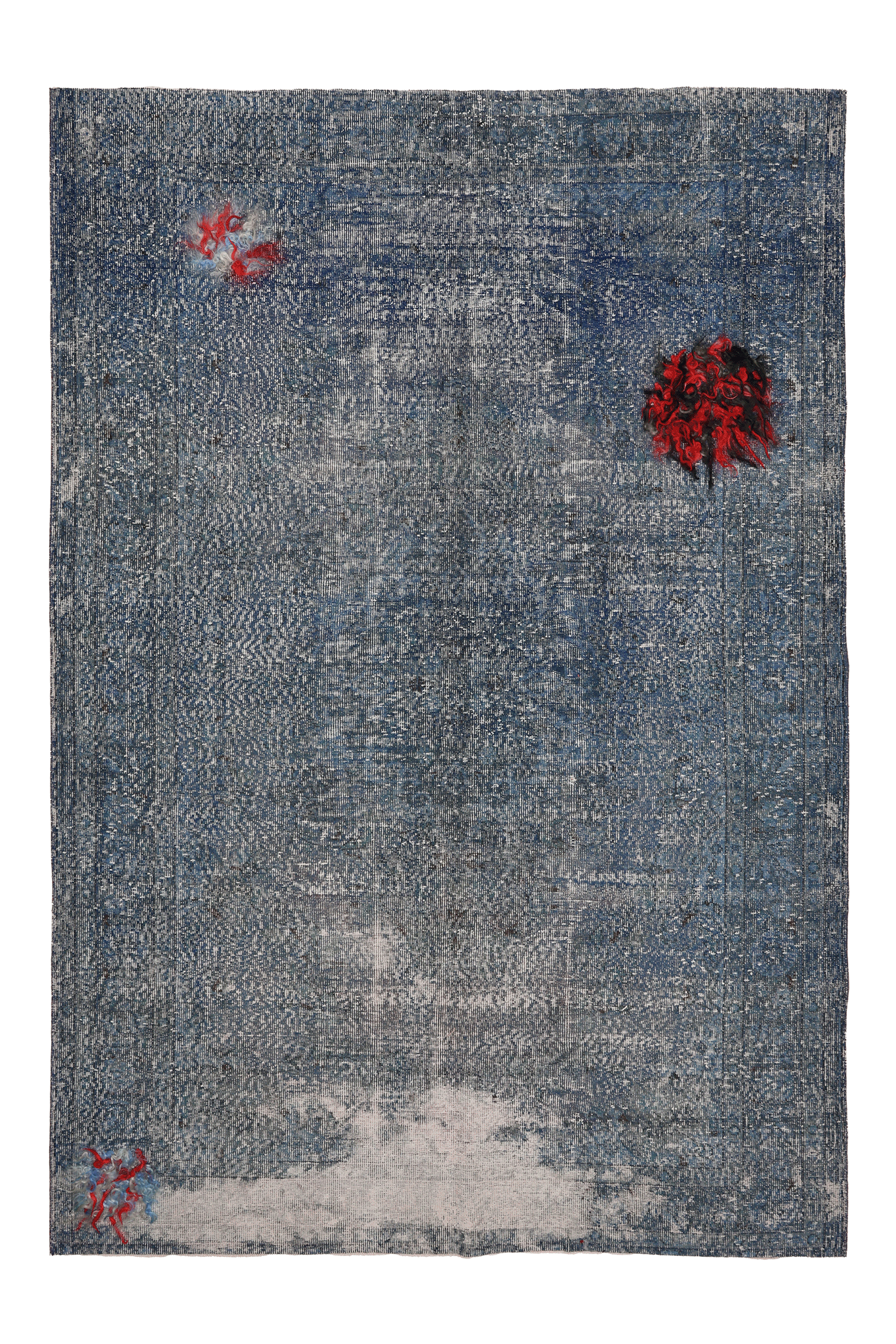 Vintage Isparta Turkish Area Rug 6x9 ft — Blue & Gray Distressed (No. 38286)