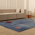 Vintage Isparta Turkish Area Rug 6x9 ft — Blue & Gray Distressed (No. 38286)