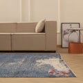 Vintage Isparta Turkish Area Rug 6x9 ft — Blue & Gray Distressed (No. 38286)