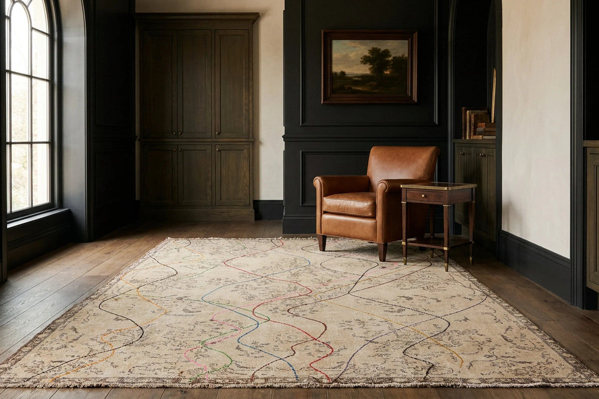 Turkish Area Rug in a styled room