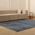 Vintage Isparta Turkish Area Rug 6x9 ft — Blue & Gray Floral