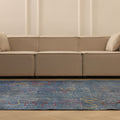 Vintage Isparta Turkish Area Rug 6x9 ft — Blue & Gray Floral