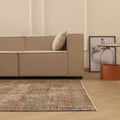 Vintage Manisa Turkish Area Rug 6x9 ft — Brown & Beige Distressed