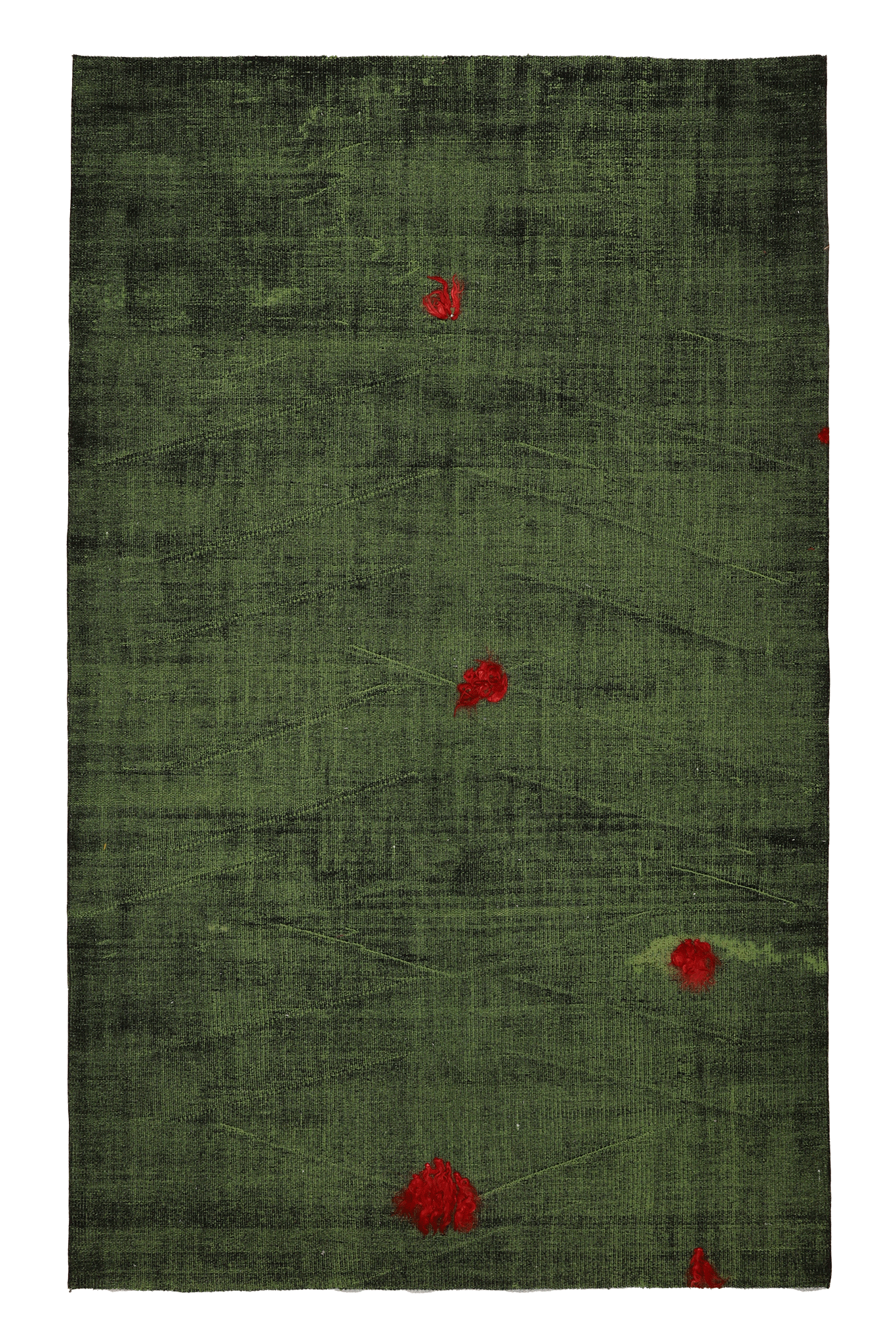 Vintage Manisa Turkish Area Rug 5x9 ft — Green & Red Floral