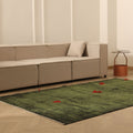 Vintage Manisa Turkish Area Rug 5x9 ft — Green & Red Floral