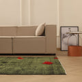 Vintage Manisa Turkish Area Rug 5x9 ft — Green & Red Floral