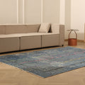 Vintage Isparta Turkish Area Rug 6x9 ft — Blue & Gray Distressed