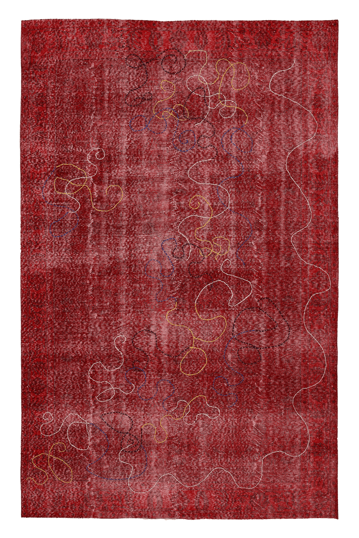 Vintage Isparta Turkish Area Rug 5x9 ft — Red Overdyed